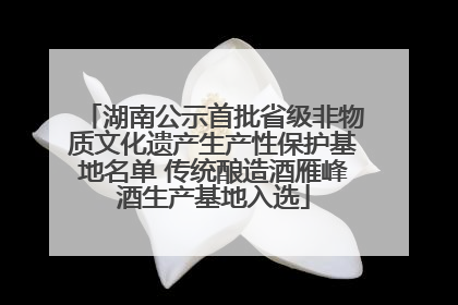 湖南公示首批省级非物质文化遗产生产性保护基地名单 传统酿造酒雁峰酒生产基地入选